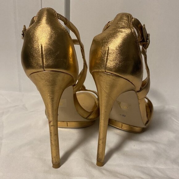 BCBG MaxAzria | Dark Gold Strappy High Heels - 8.5 - Picture 3 of 6